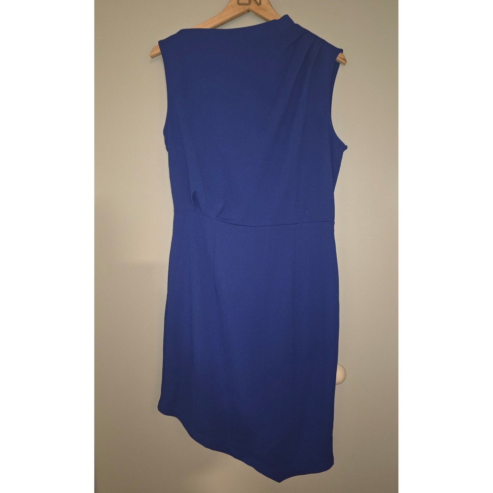 Aisize Royal Blue High Neck Asymmetrical Hem Sleeveless Sheath Dress L NEW